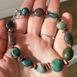 Ocean Jasper beaded bracelet with red jasper accents beautiful